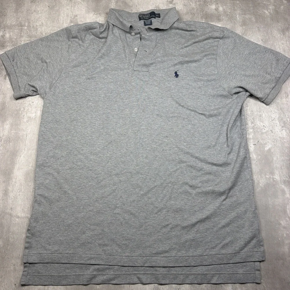 Vintage Polo Ralph Lauren Mens Polo XL Gray Soft Touch Cotton Short Sleeve Shirt